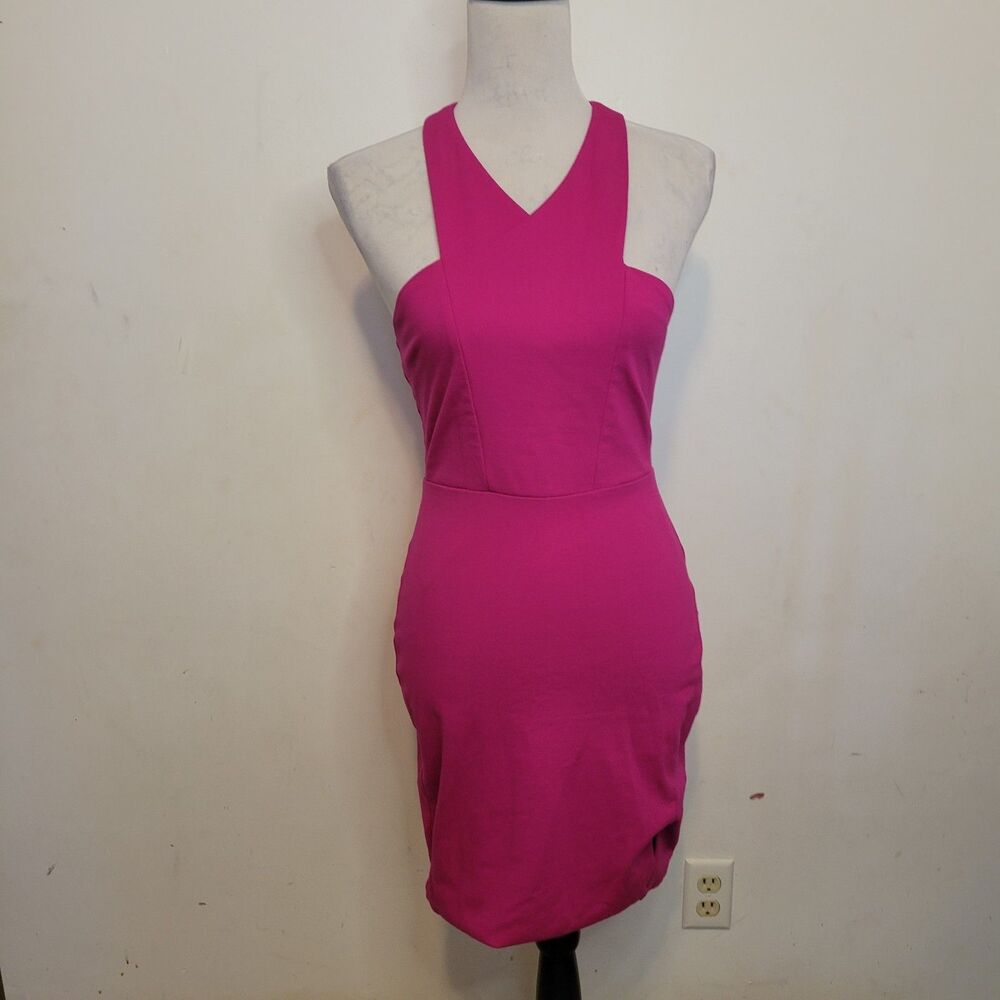 Express Pink Bodycon‎ Dress Size 4 Halter Neck Sleeveless Back Zip